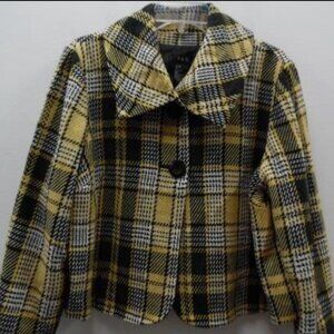 Vintage Clueless Inspired Jacket~ Ugh as if! Size XL Yellow and gray plaid